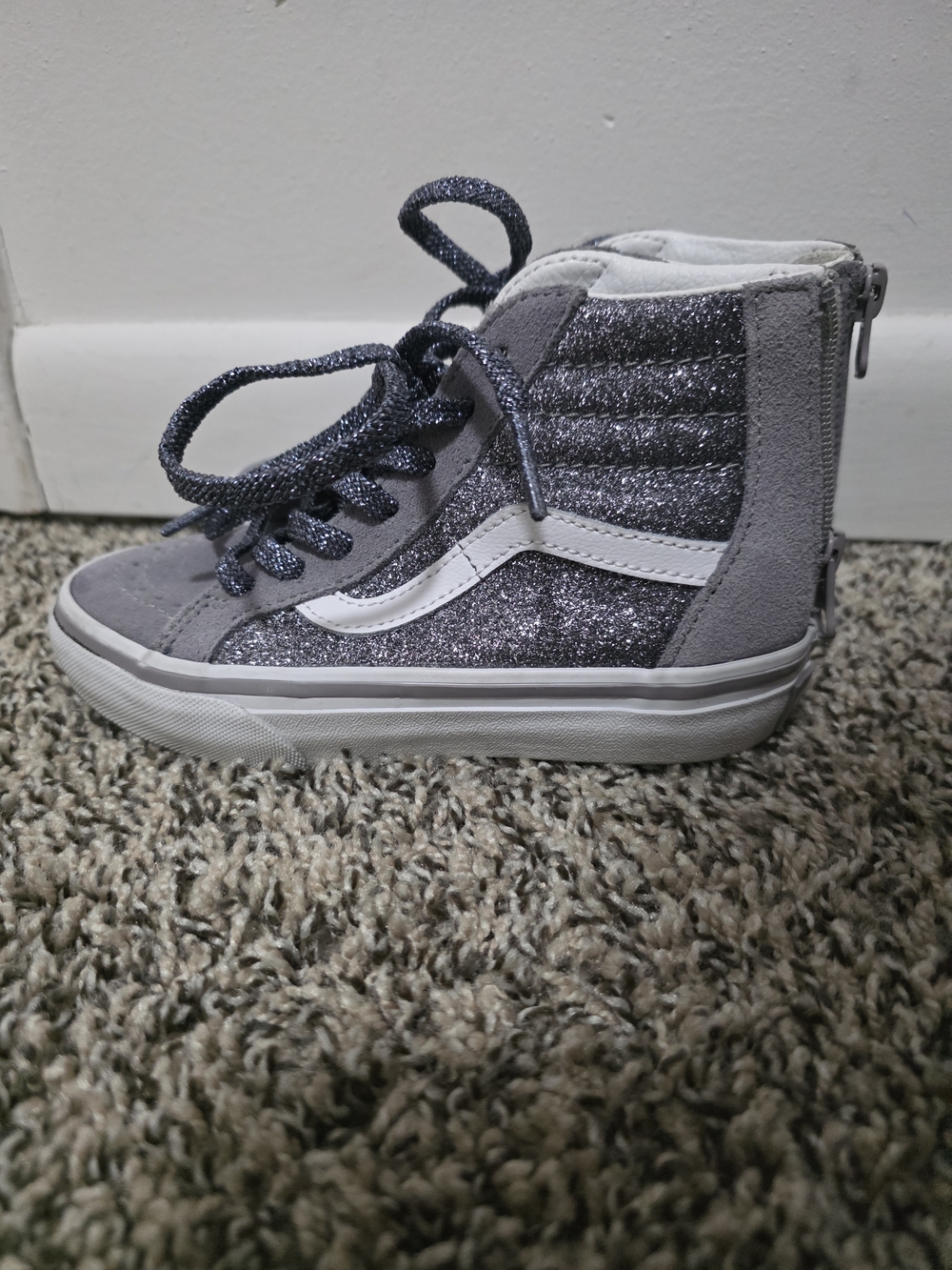 Vans Kids' High-Top Glitter Sneakers - Gray